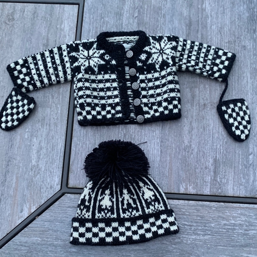American Girl Black and White Knit Doll Outfit